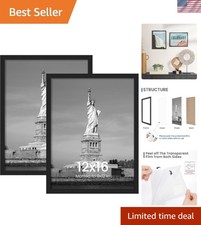 Elegant 12x16 Black Picture Frames - Perfect for Wall Gallery Displays, 2 Pack