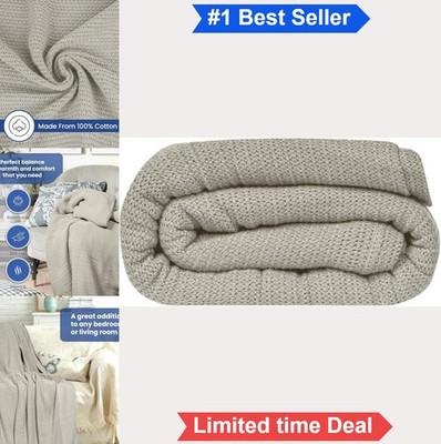 100 Percent Cotton Leno Weave Blanket Twin 66x90 Oatmeal Lightweight All Season