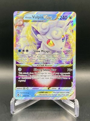 Alolan Vulpix VSTAR 034/195 Silver Tempest Ultra Rare Holo Pokemon