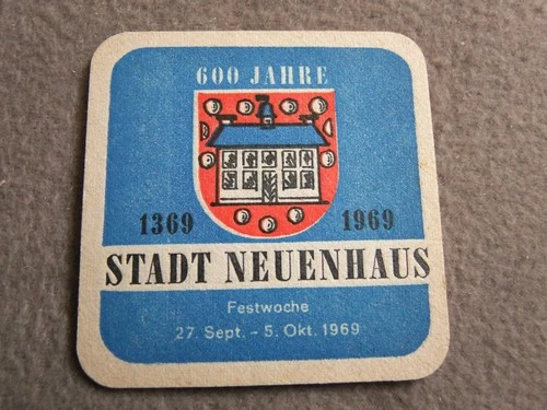 Beer mat, Rolinck, 600 years City of Neuenhaus, 1969