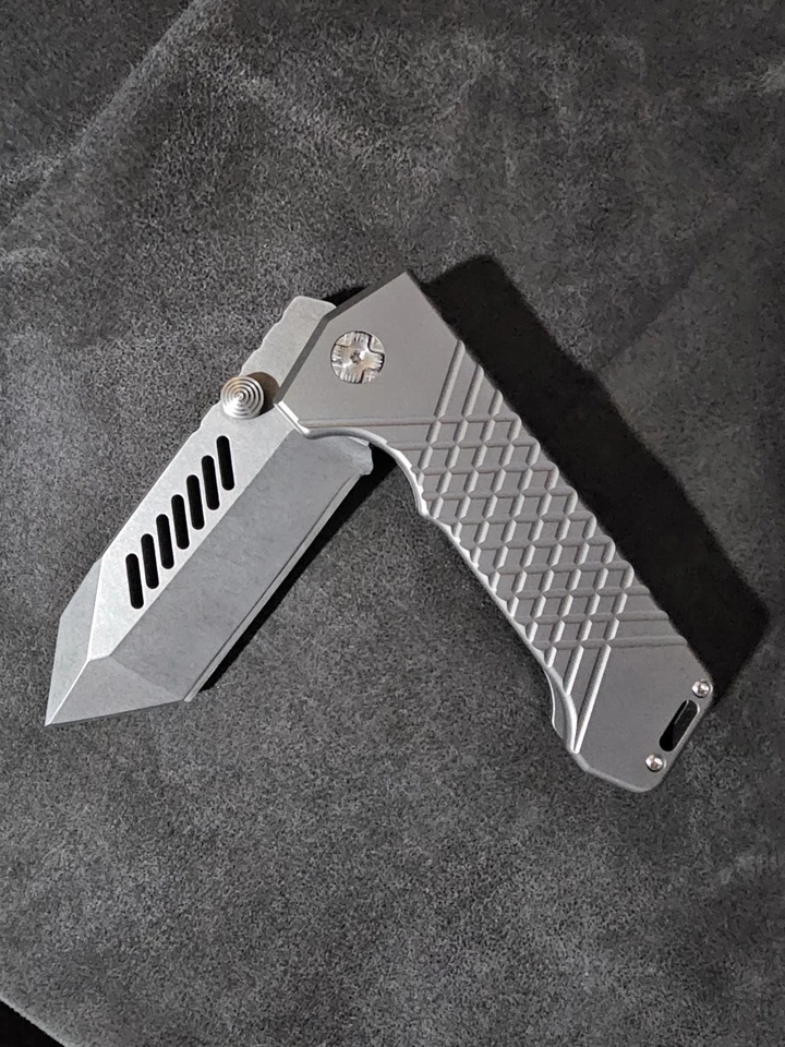 PMP Knife Alpha Beast GEN2 Magnacut Blade Grey Frag Titanium Handles ITALY - Image 3 of 4