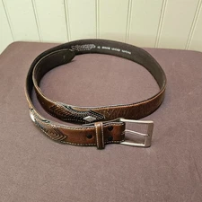 Nocona Belt Co. Top Hand Diamond Brown Leather Belt N2475444 Sz 40