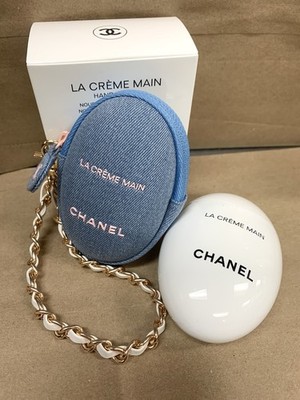 New Chanel LA CRÈME MAIN Hand Cream Denim Pouch Wristlet Pouch