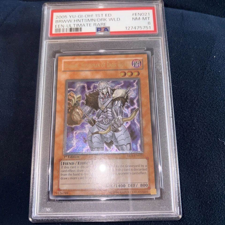 YUGIOH 1ST edition EEN-EN021 BROWW HUNTSMAN DARK WORLD ULTIMATE PSA 8 NM EURO - Image 2 of 4