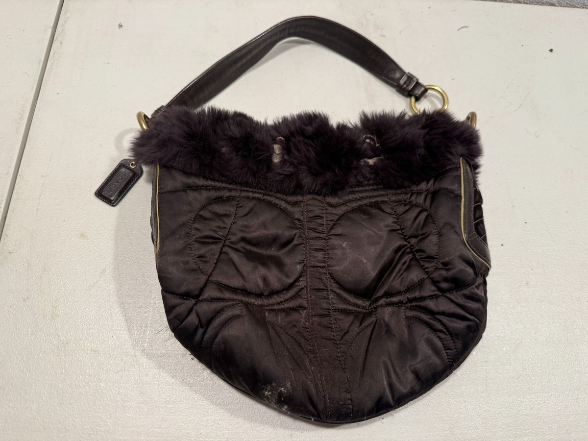バッグ Coach 9489 Hobo Shoulder bag Rabbit fur Vintage COACH Soho Rabbit Fur Ski Hobo Purse Bag Brown | eBay