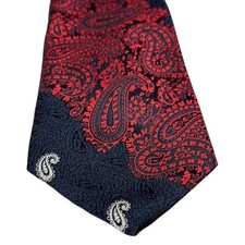 Vintage 90's Christian Dior Cravates Tie Paisley Blue Red Made in USA 57 x 4"