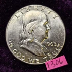 FAST 🚚⚡️🔥AU-BU 👀🔥20 1963-D FRANKLIN Half Dollar 90% 1306