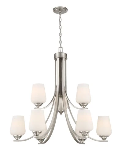 Minka Lavery 4929 Shyloh 9 Light 31"W Two Tier Vantage Chandelier - Nickel - Picture 2 of 3