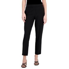 T Tahari Women's Pull-On Slim-Leg Crepe Ankle Pants in Black