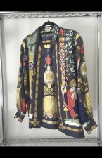 Hermes Men's Long Sleeve Button Down Shirt Silk Scarf Pattern