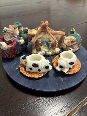 Vintage Young's Inc. Miniature 1997 Christmas Nativity Set 7pc Stable Set