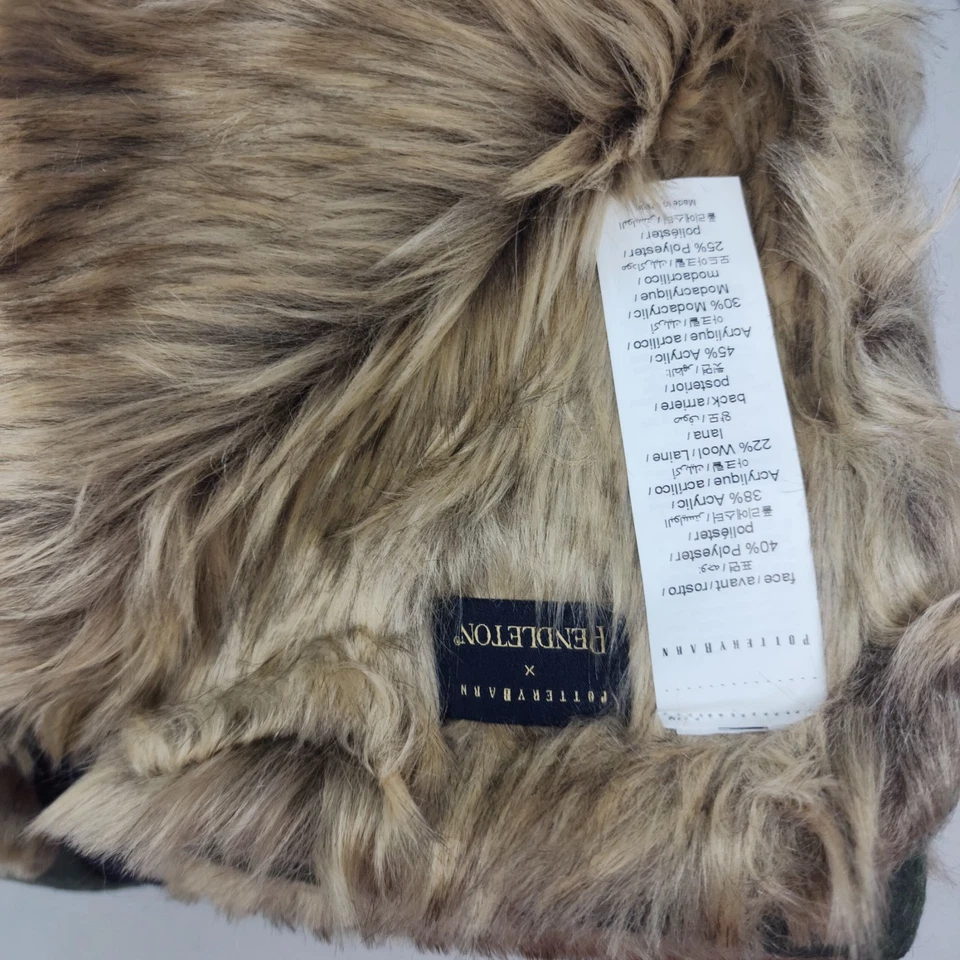 Pottery Barn Pendleton Yakima Faux Fur Back Stripe 60 x 80 Throw green multi - Image 4 of 4