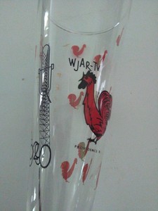 VTG WJAR-TV radio 920 cocktail glass Providence RI rooster