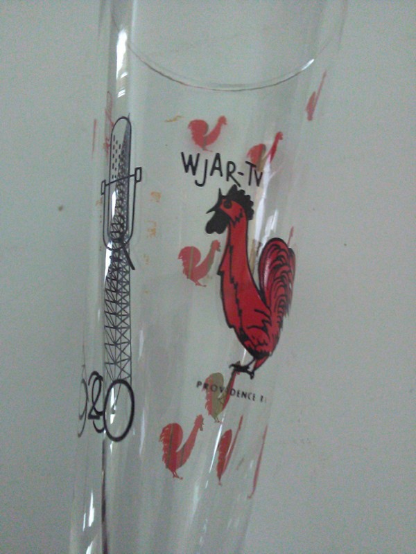 VTG WJAR-TV radio 920 cocktail glass Providence RI rooster
