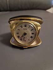 Vintage Acctim Travel Alarm Clock, Unusual Clam/Rounded Triangle Shape. Working