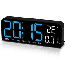 JoFomp LED Digital Wall Clock Decorative, 10" Digital Alarm Clocks for Bedroo...