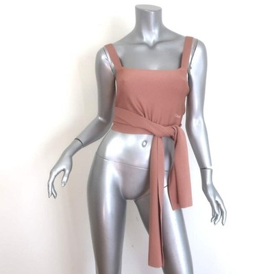 Chloe Tie-Waist Crop Top Misty Coral Stretch Knit Size Medium NEW