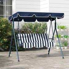 Image of Outdoor Hammock Swing Chair Backyard 3-Seater Adjustable Canopy Patio Grey