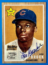 2002 Team Topps Legends Lou Brock 1962 Rookie Reprint Card w/On Card Auto #TT-LB. rookie card picture
