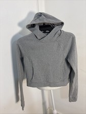 Lululemon Grey Cropped Hoodie Pullover Size 4 Cross Hood Soft Fleece