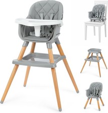 6 in 1 Wooden High Chair for Babies Toddlers Convertible Booster Seat