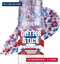 YBUETE Red White Blue Star Face Body Glitter Stick, 4th of July Glitter, Patriot