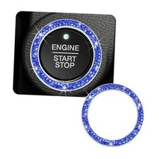 Car Bling Crystal Rhinestone Engine Start Ring Decals, Sparkling Dark Blue