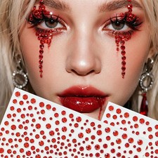 Red Crystal Face Gems Rhinestone Stickers - 700pcs Shiny Self Adhesive Body J...