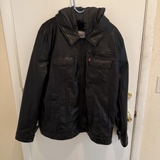 Levis Mens Black Leather Motorcycle Jacket Ho...