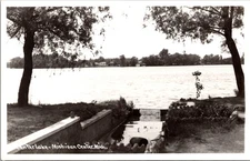 Center Lake Michigan Center MI Postcard RPPC Lakefront View c1930s-40s