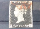 GB 1840 1 D BLACK CORNER LETTERS SL 4 MARGINS (JUST) WITH PART RED MALTESE X CAN