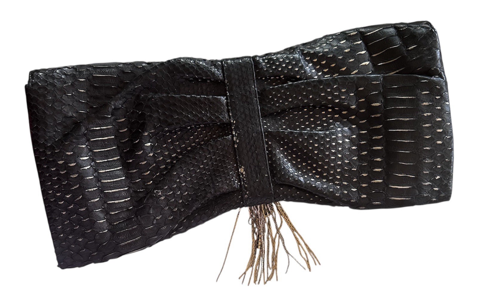 Judith Leiber Python SnakeSkin Crystal Black Day … - image 6