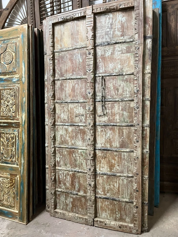 Portas esculpidas antigas madeira teca rústica fazenda interior exterior jardim porta 84 - Imagem 3 de 4