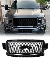 Agate Black Black Honeycomb Front Grill Compatible with Ford F150 2018 2019 2020