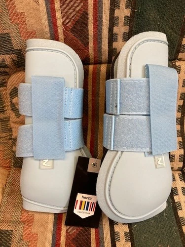 NEW Horze Blue Open Front Tendon Brushing Boots Pony Sized Jumper Dressage