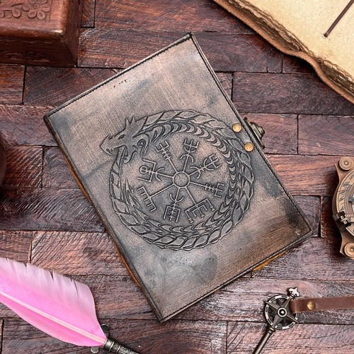Handmade Dragon Journal Wheel of Fortune Embossed Leather Diary For Unisex Adult - Picture 7 of 10