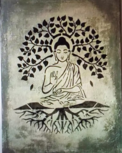 2 x LARGE Sitting BUDDHA Reusable Stencils Airbrush Painting Etc New 30x30cm - Picture 3 of 4