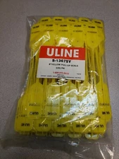 ULINE S-13675Y 8" YELLOW SAFETY SEALS SECURITY PLASTIC 100 CT NEW IN BAG