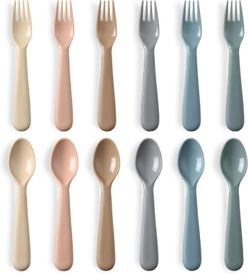 12 Pieces Toddler Utensils Set, Plastic Spoons and Forks Set for Kids, Children