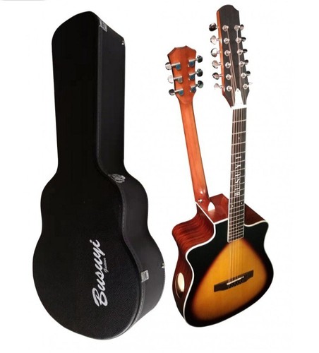 Busuyi 12 String / 6 String Acoustic/Electric Double Neck Guitar With Hard Case
