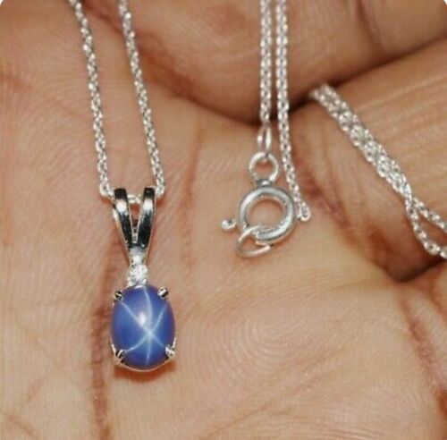 Star Sapphire Pendant, Minimalist Pendant, Oval Silver Pendant, Dainty Lindy - Picture 3 of 6