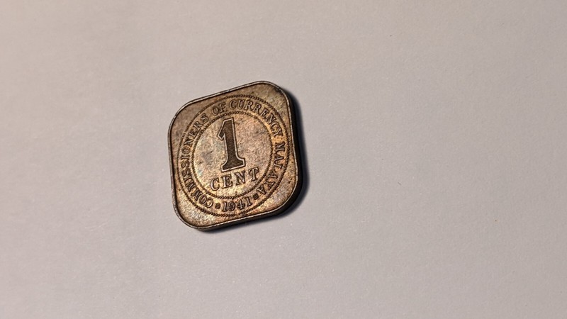 Malaya 1941 1 cent coin. About UNC Lot 1