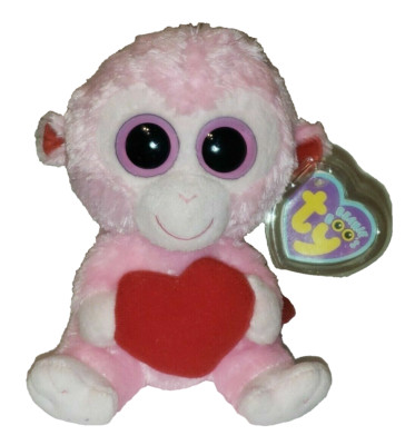 Ty Beanie Boos JULEP the Valentine Monkey 6'' NEW MWMTs Plush Stuffed Animal Toy