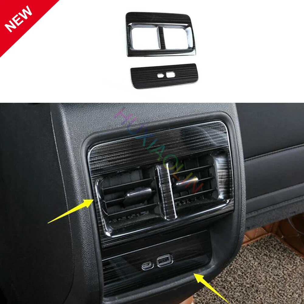 For Cadillac XT4 2019-2022 Black Steels Rear Air Outlet Vent Frame Trim 2PCS