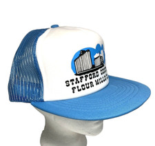 New Stafford County Flour Mill Hat Blue 80s Mesh Trucker Snapback Cap Vintage Z1