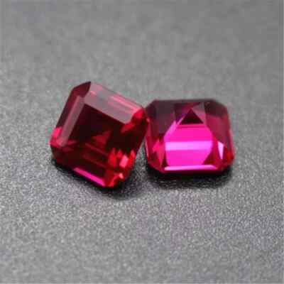 20 Ct Natural Flawless Mozambique Blood Red Ruby Asscher Cut Loose Gemstone Pair