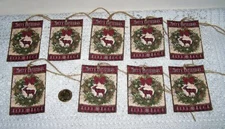 9-Christmas-Primitive-Farmhouse-Holiday-Handmade-Linen Cardstock-Gift-Hang-Tags