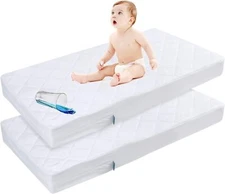 Waterproof Crib Mattress Encasement Zippered Soft Crib Mattress Protector 2 Pack