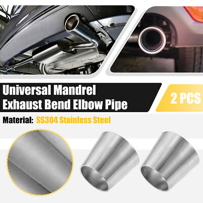 2pcs Mandrel Exhaust Bend Elbow Pipe Stainless Steel for Car 1.5'' OD to 2'' OD