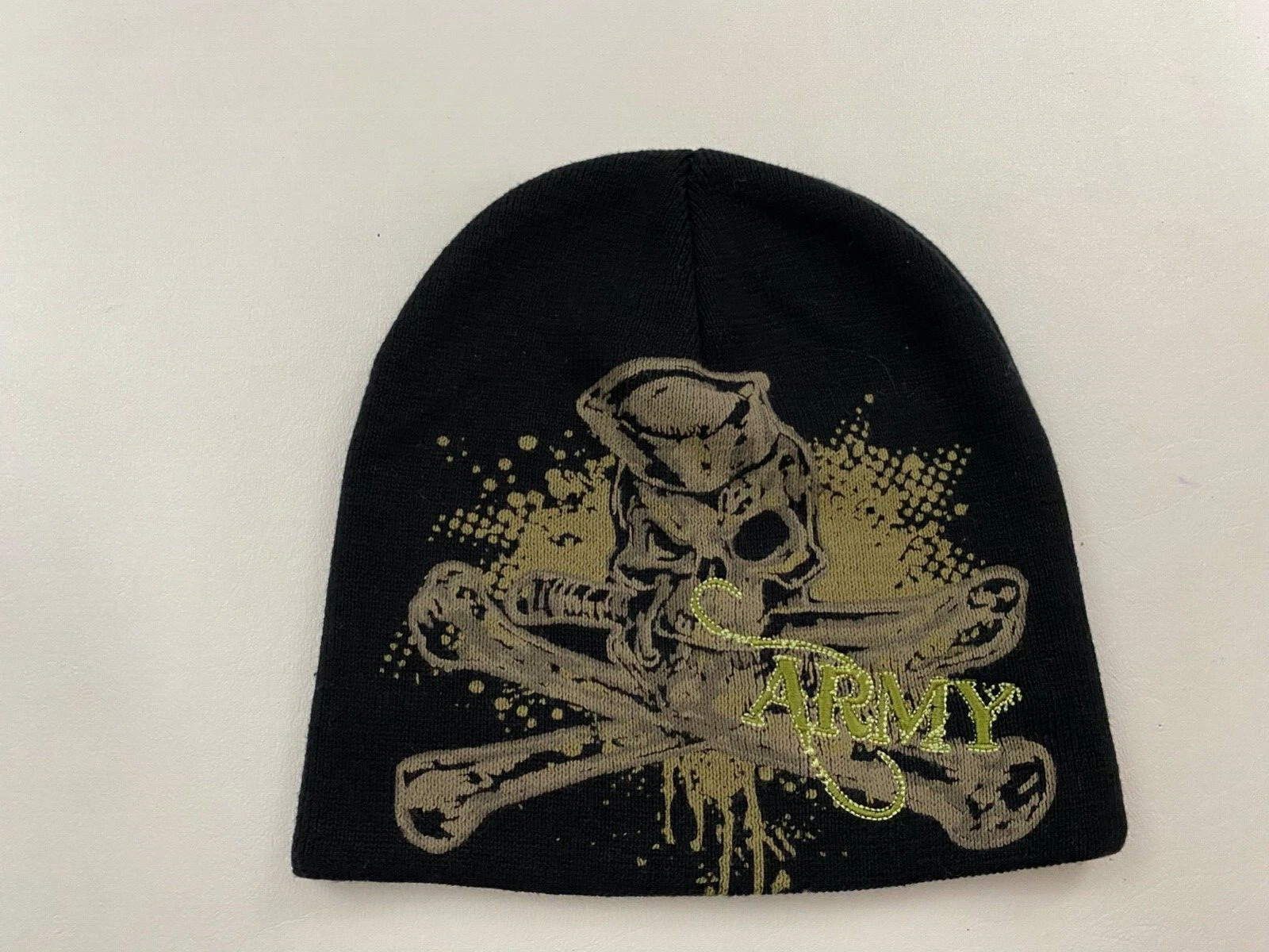 Vintage U.S.Army Logo Knit Black Beanie Hat One Size